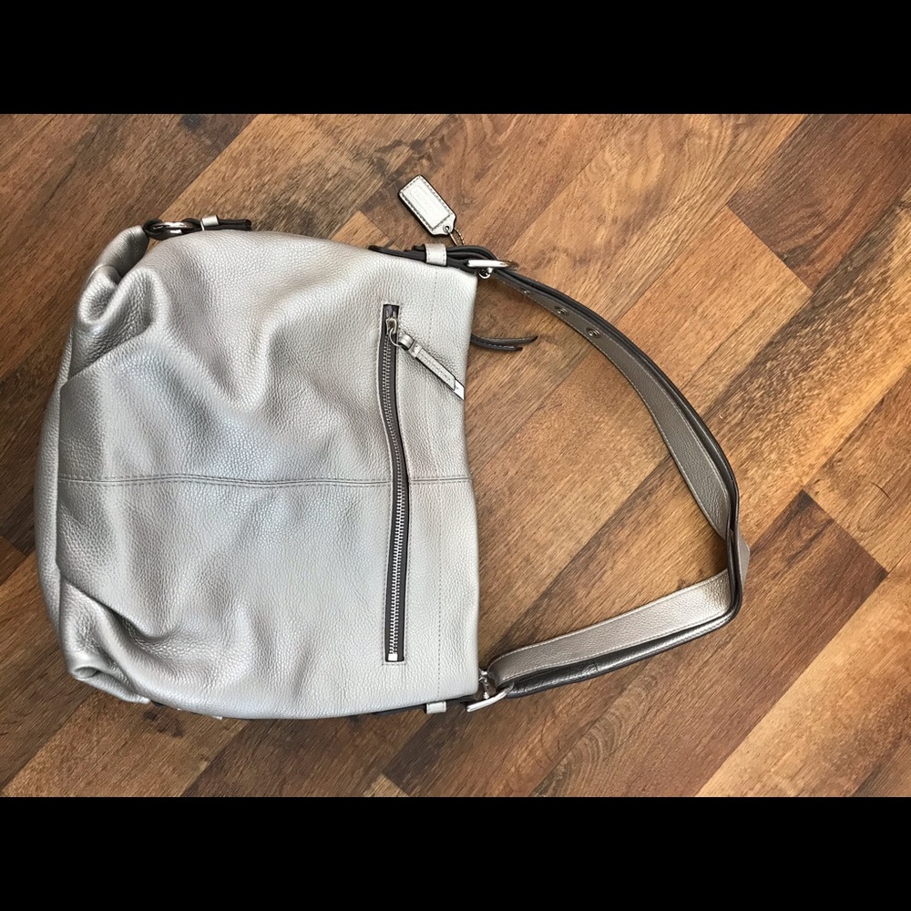 Silver leather Coach purse
